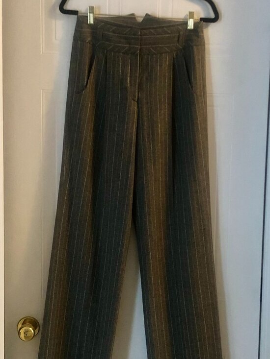 Hugo Boss High-Waist Wool Striped Slacks – Classic Tailored Trousers - Picture 1 of 9